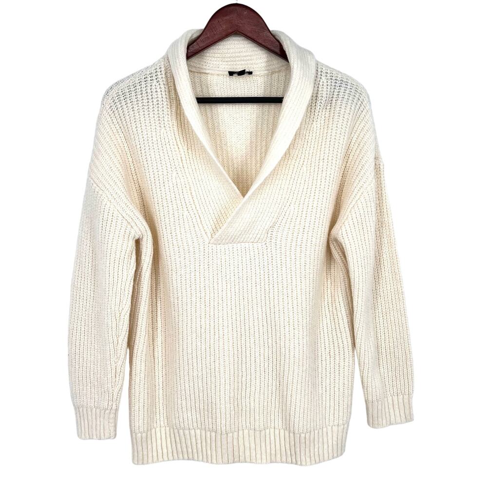Talbots Petite Large LP PL Ivory White Wool Blend Christmas Sweater Shirt Top